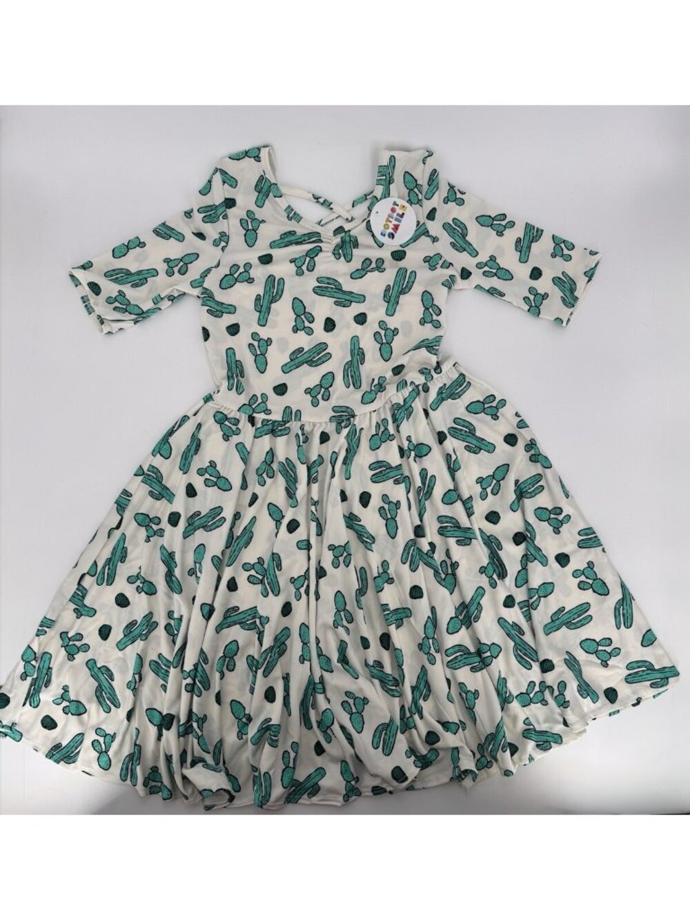 Dot Dot Smile Girl's Ballerina Skater Dress sz 11 NWT Half Sleeve White CACTUS